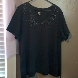 Jeweled black tee shirt————- R